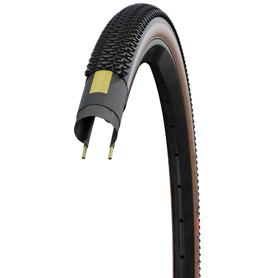 Schwalbe, G-One R Pro, Gravel Tire, 28''x1.35, Folding, Tubeless Ready, Addix Race, V-Guard, 67TPI, Transparent Sidewall